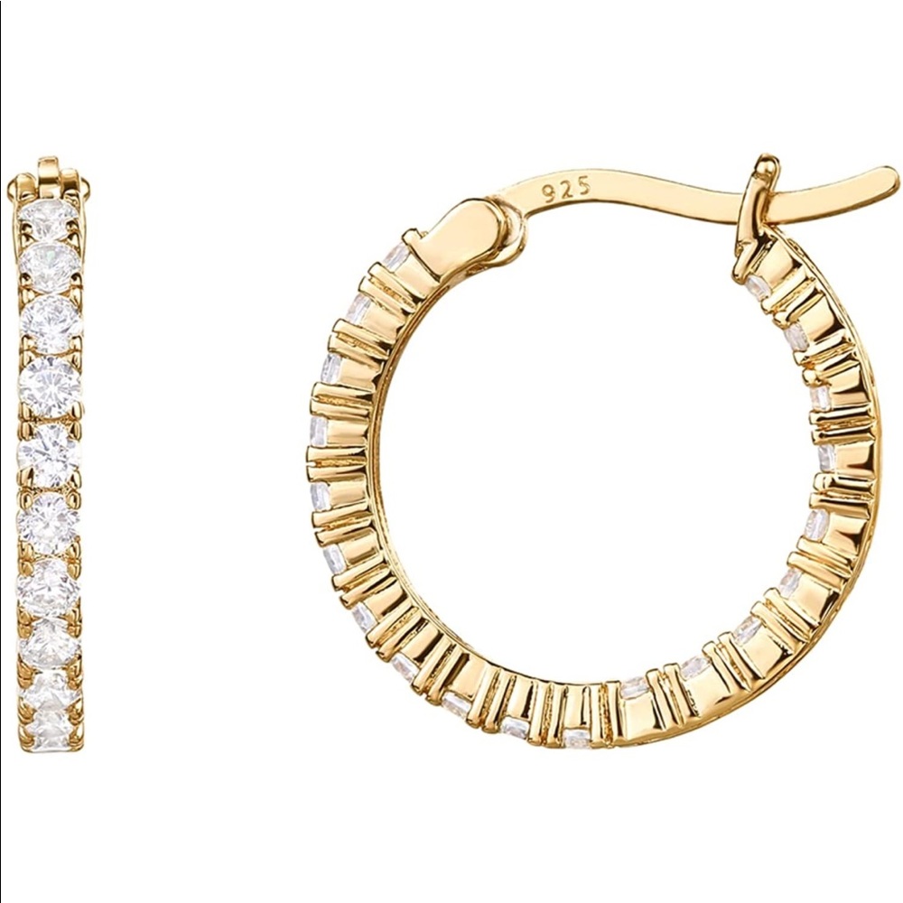 Gold Plated 925 Stamped Hoop Earrings